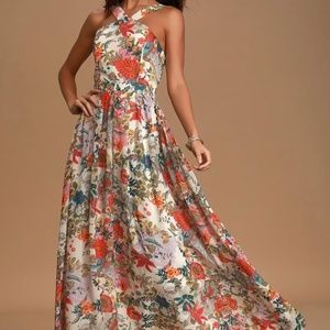 Lilja Cream Floral Print Maxi Dress